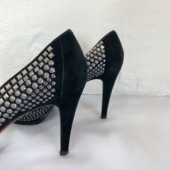 BALDAN VENEZIA BLACK SUEDE SILVER STUD HEELS PUMPS - 8 - Picture 6 of 7